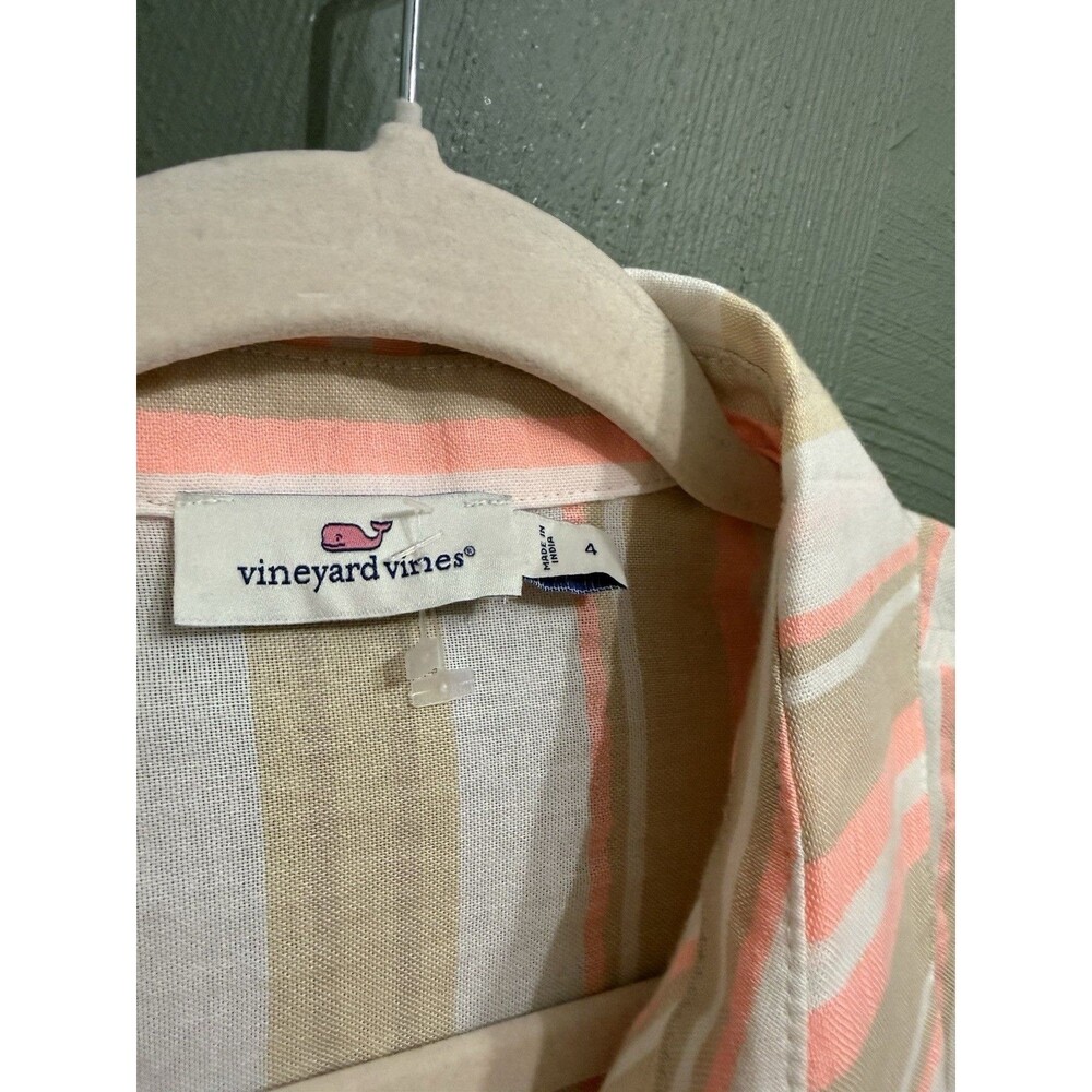 Vineyard Vines Striped Weekend Button Down Shirt Women Cotton Sands Stripe Sz 4 - Picture 3 of 7